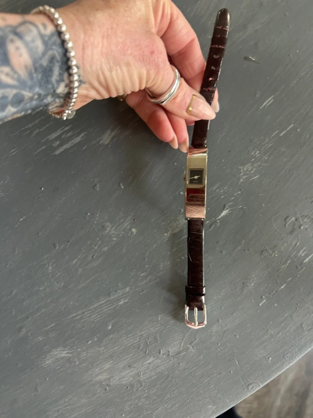 Vintage Guess Women's Silver Bangle Watch with Black Dial - Picture 3 of 6